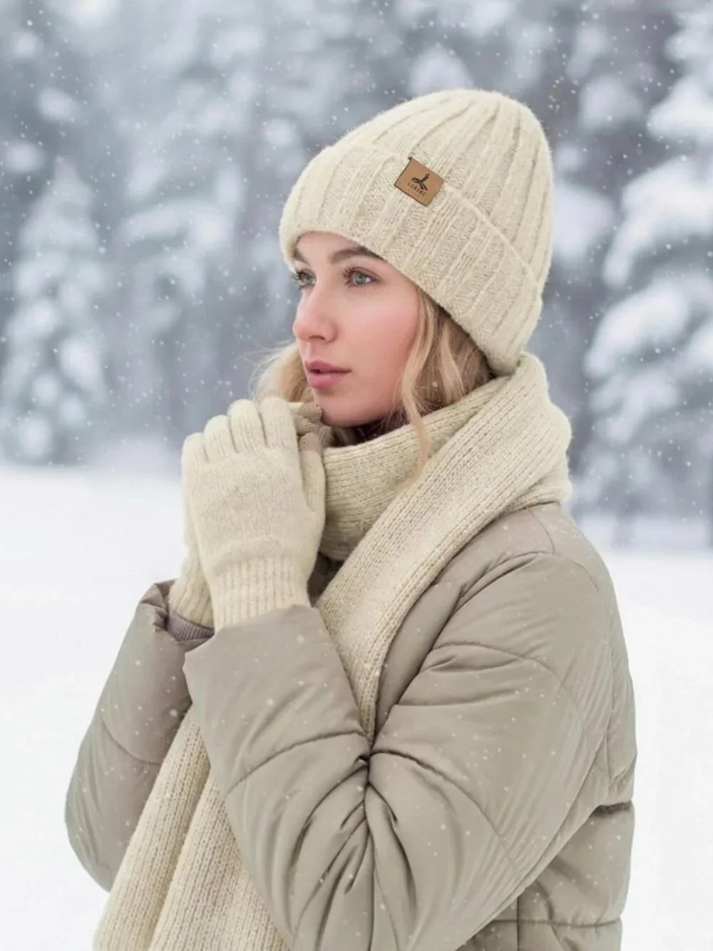 Cozy Cashmere Winter Beanie, Gloves & Scarf Set for Women - Touchscreen